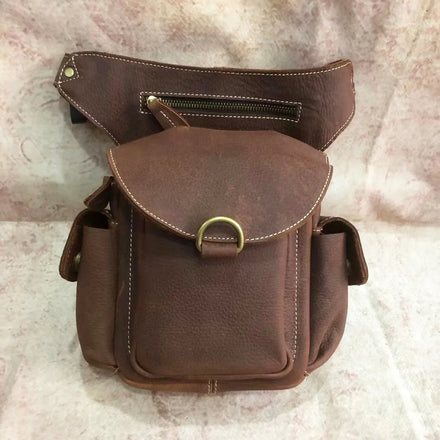 Andong Leather Leg Waist Pack for Men Crazy Horse Leather Messenger Shoulder Bag Sling Purse Retro Fashion Bags 9938