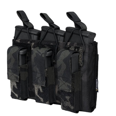 IDOGEAR 500D Nylon Kangaroo Triple Mag Pouch Camo Molle Tactical Magazine Pouch for 5.56mm 9mm Mags