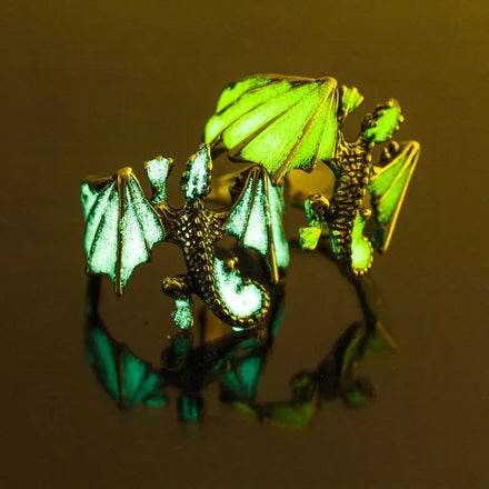 Top Fashion Jewelry Rings Luminous Pterosaur Rings Vintage Bronze Dragon Rings for Women Men