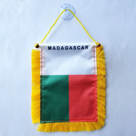 Small Mini Polyester Satin Madagascar Flag Elegant Pennant Suction Cup Individually Packed for Party Car Decorations Festivals
