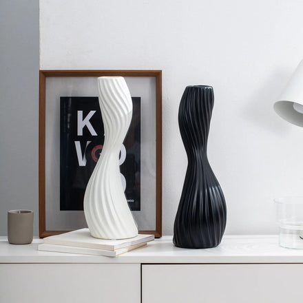 Household Table Vase Living Room Ceramic Decoration Vintage Black and White Flower Container Creative Dry&Wet Flower Vases