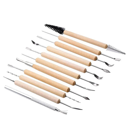 11-Piece Beginner Clay Sculpting Wood Carving Tool Kit Stainless Steel Wood Eco-Friendly Durable for Ceramic Art Craft Projects