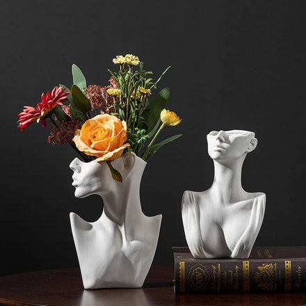Besafe Creative 3D Home Decoration Human Body Face Art Sculpture Silicone Plaster Flower Pot Vase Mold