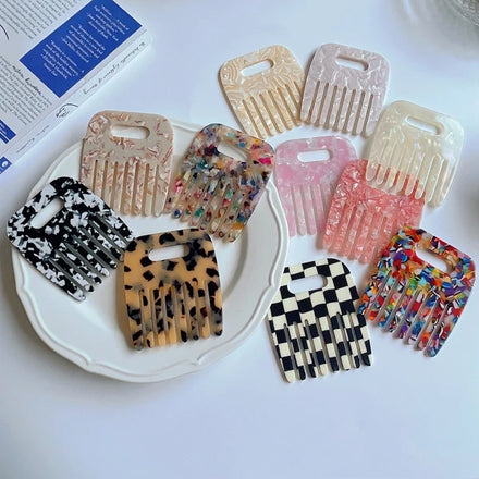 Hongzhuo Custom logo Wide Tooth Colorful Cellulose Acetate Hair Comb