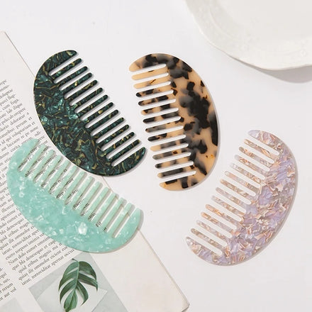 DIY Custom Cellulose Acetate Acetic Acid Leopard Marble Wide Tooth Hair Comb for Thick Curly Wavy Long Hair Wet and Dry