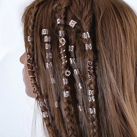 Viking Charms Beads Hair Braids Beard Dreadlocks Jewelry Accessories Vintage Hiphop Women Hairpin Hair Clips