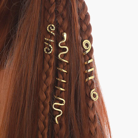 Viking Snake Charms Beads Hair Braids Beard Jewelry Accessories Vintage Hiphop Women Girl Hairpin Hair Clips