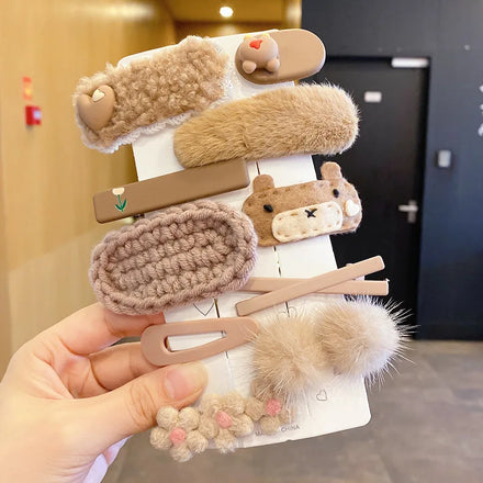 Children's Hair Girls Hair Pin Animal Fur Winter tiger Cute Girl Headdress Bb Clip Hair Bangs Clip Baby