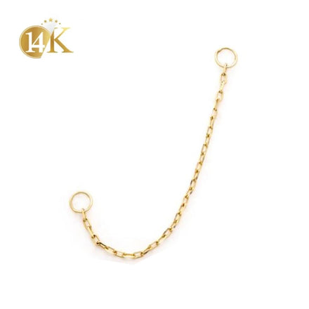 14k Solid Gold Children's Classic Mini Ear Piercing Chain Jewelry for Wedding Party & Gift Occasions