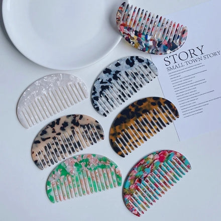 Laser Wave Mold Eco Friendly Hair Comb Jade Marble Acrylic Resin Plastic Acetate Wide Tooth Combs in Bulk Fine Workmanship