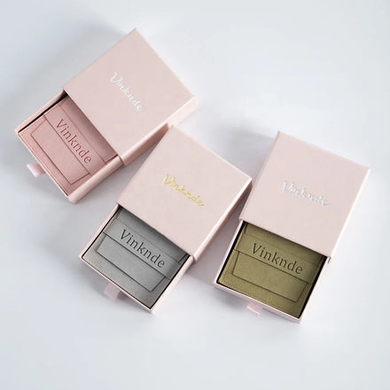 Wholesale Light Pink 9*9*3.2 cm Creative Cardboard Jewelry Boxes Fashionable Wedding Ring Drawer with Velvet Sponge Pouch Set