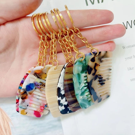 DIY Anti Static Detangle Acetic Acid Hair Comb Portable Leopard Marble Cushion Custom Wide Tooth Comb Cellulose Acetate Comb