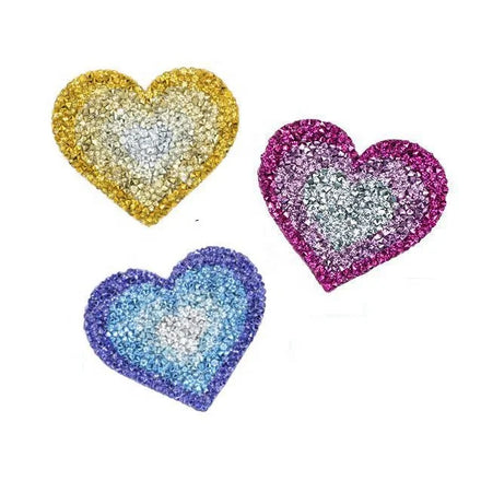 Colorful 3 Colors Sparkling Rhinestone Love Heart Patch Clothes Iron on Heart Patches for Clothing Appliques Iron-on Stickers