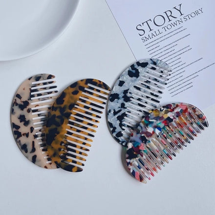 Hongzhuo Wholesale Custom Laser Wave Edge Mold Eco Friendly Hair Comb Jade Marble Acrylic Resin Plastic Acetate Wide Tooth Combs in Bulk