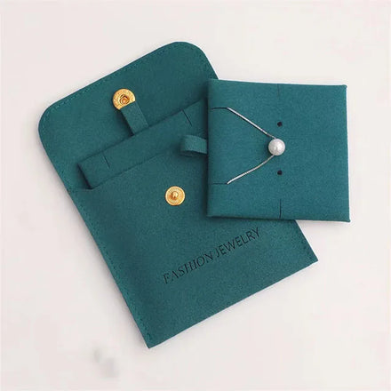 Luxury Reusable Custom Logo Print Small Envelope Gift Bags Packaging Suede Flap Jewelry Velvet Pouch