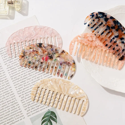 2026 Wide Tooth Leopard Print Cellulose Acetate Tortoise Brown Hair Comb