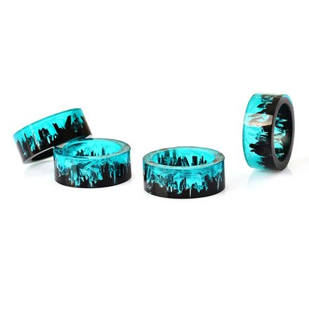 Factory 2025 New Fashion Jewelry Rings Personality Versatile Handmade Luxury Ring Blue Magic Forest Resin Ring