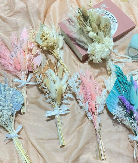 2026 Christmas Valentine's Day Party Supplies 100% Natural Dried Flower Palm Leaf Fan Cake Topper Customized Color DIY Handmade