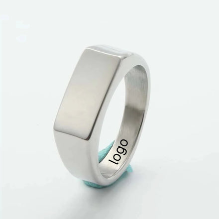 New 7MM Stainless Steel Ring Silver Gold Black Rectangle Vintage Trendy Male Punk Stainless Steel Ring Finger Rings 190