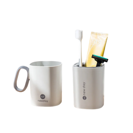 Family Couples Reusable Plastic Tumbler Home Mouthwash Gargle Cup Drain Tray Bathroom Accessories Toothbrush Holder Elegant Set