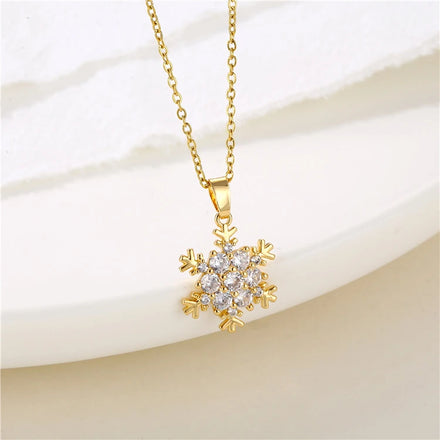 2025 Christmas Jewelry Gift Luxury Necklace European American Fashion 925 Silver Necklace Snowflake Zircon Necklace