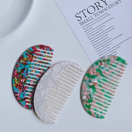 DIY Korean Portable Leopard Marble Cushion Wide Tooth Acetate Comb Acetic Acid Board Multi Color Hair Comb Can Customized logo Combs