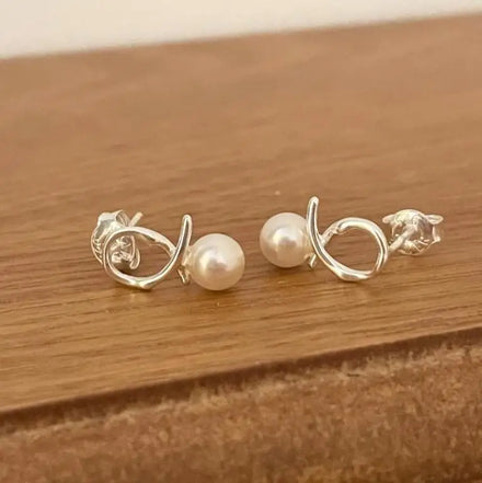Tiny Pearl Stud Earrings 925 Sterling Silver Minimalist Dainty Studs for Women Everyday Elegant Jewelry