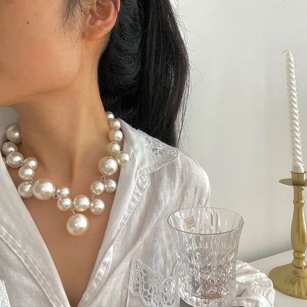 European American Popular Fashion Jewelry Necklaces Beaded Grape Pearl Necklace Simple Temperament Necklaces for Women