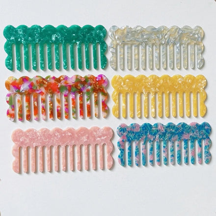 DIY Custom Color Anti Static Detangling Hair Combs Tortoise Cellulose Acetate Wide Tooth Comb with logo