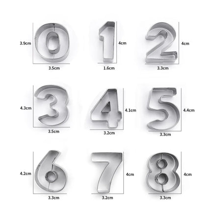 Supermarket Hot-sale 10pcs Stainless Steel Eco-Friendly Digital Cookie Cutters Set-Dishwasher Safe Kitchen Baking Tools