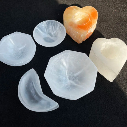 Wholesale Natural Gypsum Bowl Selenite Bowl Selenite Candle Holder