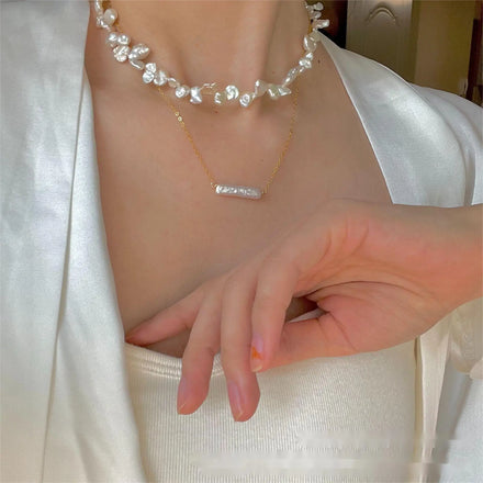 Aimgal Fine Jewelry 14K Gold Filled Clavicle Chain Natural Freshwater Baroque Pearl Necklace for Girls