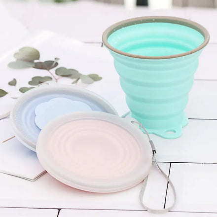 150ml 350ml Outdoor Buckle Coffee Cup Foldable Water Cup Reusable Folding Collapsible Silicone Coffee Cup with Straw