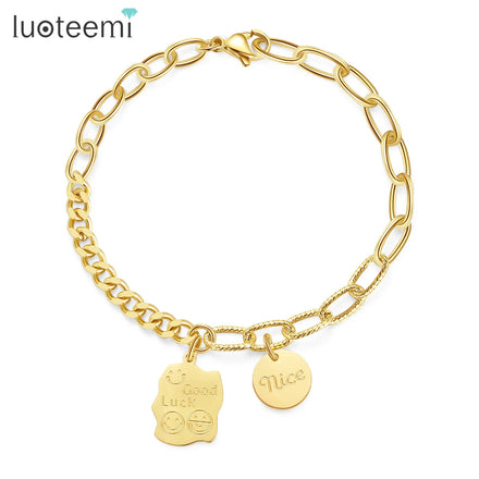 SP-LAM Designer Pendant Bangle Wholesale Jewelry Chain Woman Gold Stainless Steel Bracelet Charm
