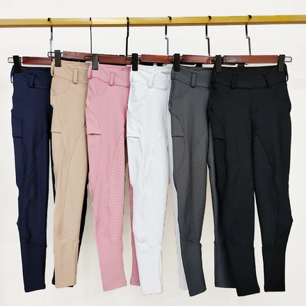 Hot Style Children Full Silicone Horse Riding Leggings Horseback Riding Pants Quick Dry Equestrian Breeches Colorfast Trousers