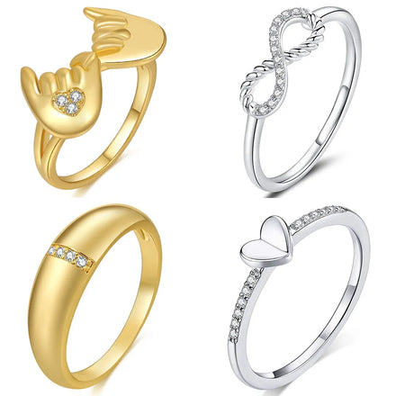 Zuola Fine Jewelry Set Hot Selling Multi Style Ring Set Combination Finger Shiny Zircon 18K Gold Plated Jewelry Ring for Women