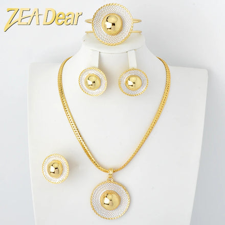 Hole Sale Quality 18k Gold Plated Earring Pendant Necklace Fine Hawaiian Customized Bridal Jewelry Set