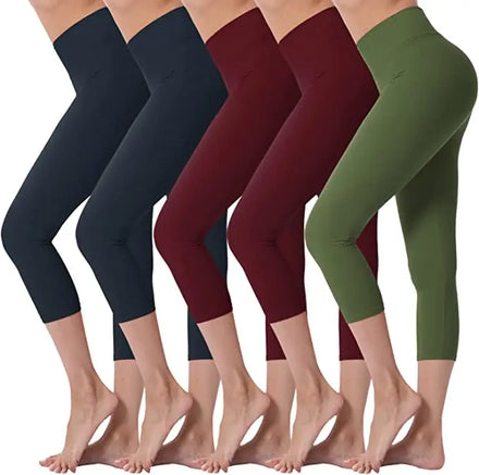 Women's XL High-Waisted Stretch Spandex Leggings Elastic Waist Tummy Control Workout Running Yoga Pants Seamless Print Solid