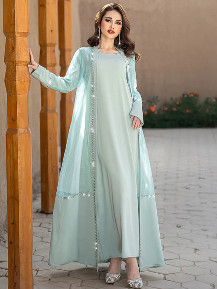 UNI Wholesale Modest Set Women Abaya Islamic Clothing Muslim Long Dresses 2 Pieces Set for Women