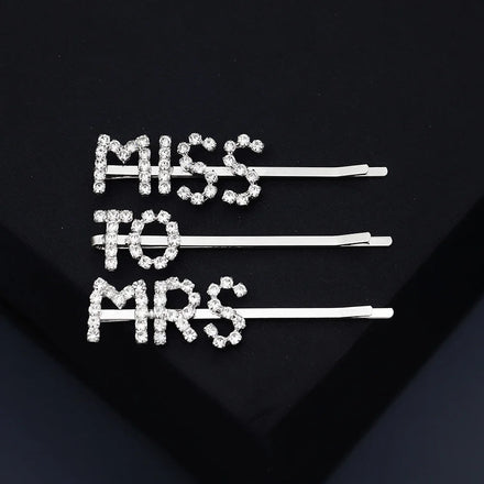 Wholesale Bling Wedding Crystal Bridal Styling Barrette Letter Hair Clips Rhinestone Hair Pins Set for Girls Accessories