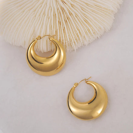 Fenny PVD Plated Wholesale Non Tarnish Fast Delivary Shiny Chunky Hollow Stainless Steel Hoop Earring for Women