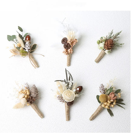 Flowers Groom Boutonniere Man Pin Suit Corsage Bride Bridesmaid Wedding Wrist Flower Party Decoration