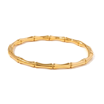 Minimalist 18k Gold Plated Stainless Steel Bracelets Jewelry Waterproof Bamboo Bangles