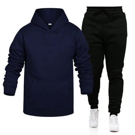 2023 New Design Men's Hoodie Sweatpants Suit Solid Color Top Pullover Oversize Fit Casual Sportswear