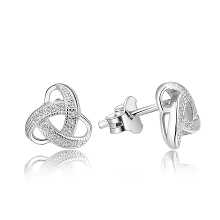 Love Knot 925 Sterling Silver Piercing Rhodium Plated Jewelry Minnie Earrings