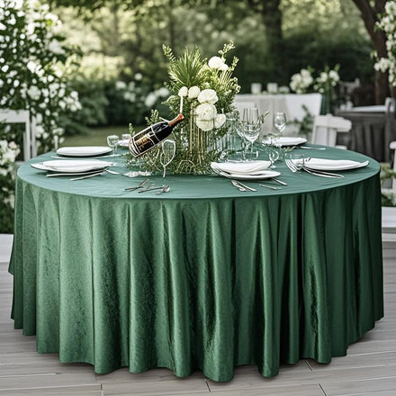 Round 120 Inch Tablecloth Emerald Green Plush Velvet Tablecloths for Wedding Banquet Use
