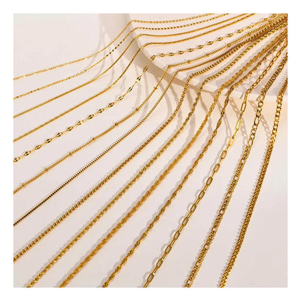 RisingMoon Simple Titanium Steel Necklace 18K Gold Filled Cross Snake Flat Stainless Steel Minimalist Jewelry Chain Necklace