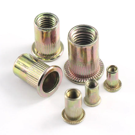 Yellow White Zinc Pop Blind Rivet Nut Vertical Stripes Countersunk Head Round Rivet Nuts Galvanized Screw with Nuts