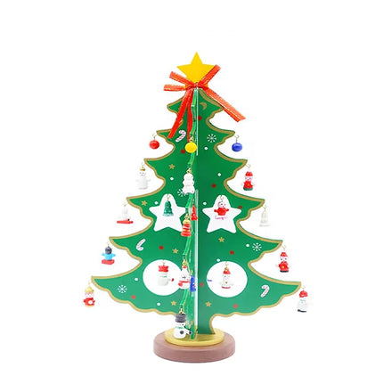 2024 NEW MINI MDF CHRISTMAS TREE TOpper with BALLS HOLIDAY DECORATION for KIDS