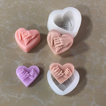 Heart Hand in Hand Candle Mold Gypsum Grinder Heart-Shaped Chocolate Wedding Cake Baking Silicone Mold